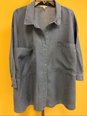 Eileen Fisher Blue Relaxed Women's Button-Up Tunic